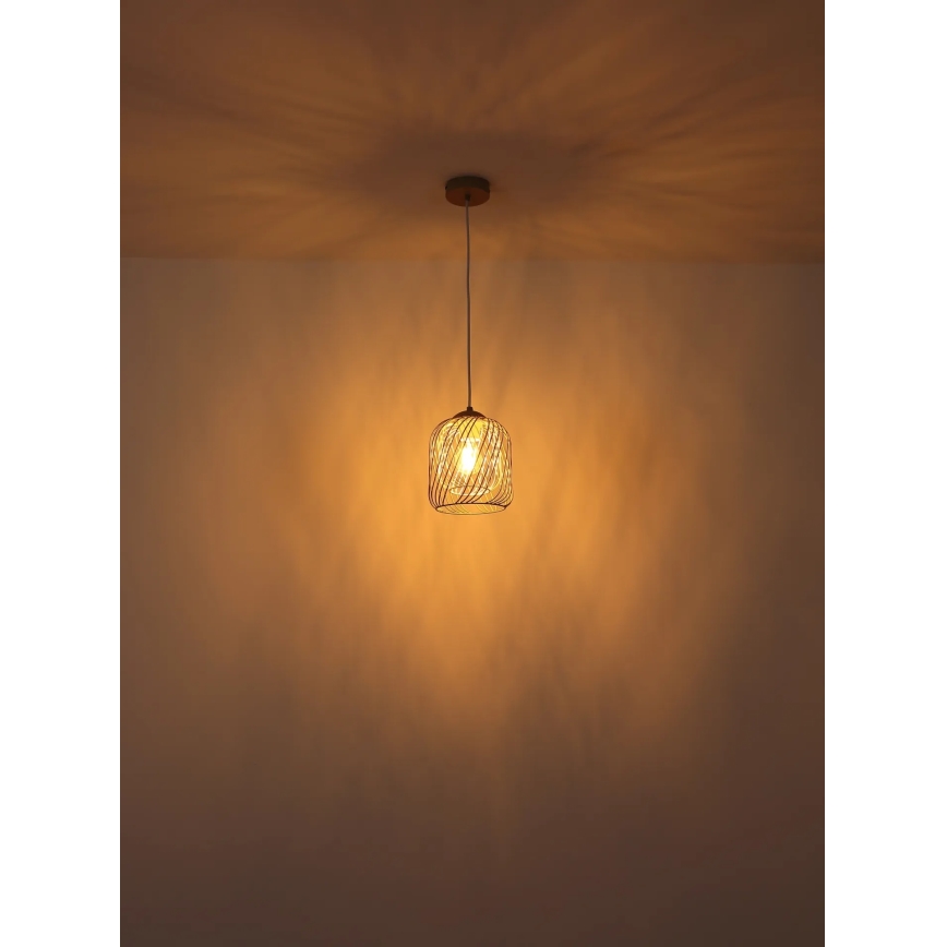 Globo - Κρεμαστό φωτιστικό με καλώδιο 1xE27/40W/230V Ø 18 cm μπεζ/λευκό