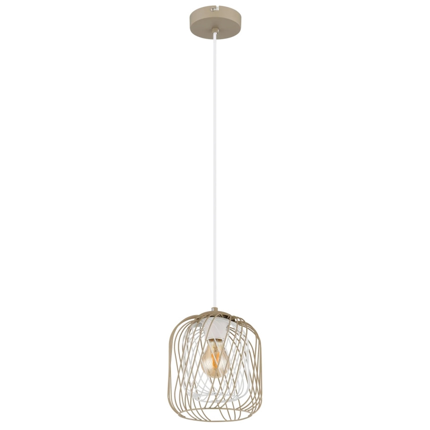 Globo - Κρεμαστό φωτιστικό με καλώδιο 1xE27/40W/230V Ø 18 cm μπεζ/λευκό