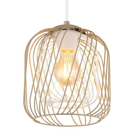 Globo - Κρεμαστό φωτιστικό με καλώδιο 1xE27/40W/230V Ø 18 cm μπεζ/λευκό