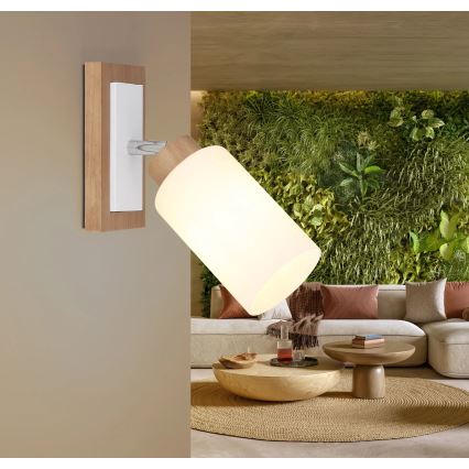 Globo - Επιτοίχιο φωτιστικό σποτ 1xE27/60W/230V δρυς/λευκό