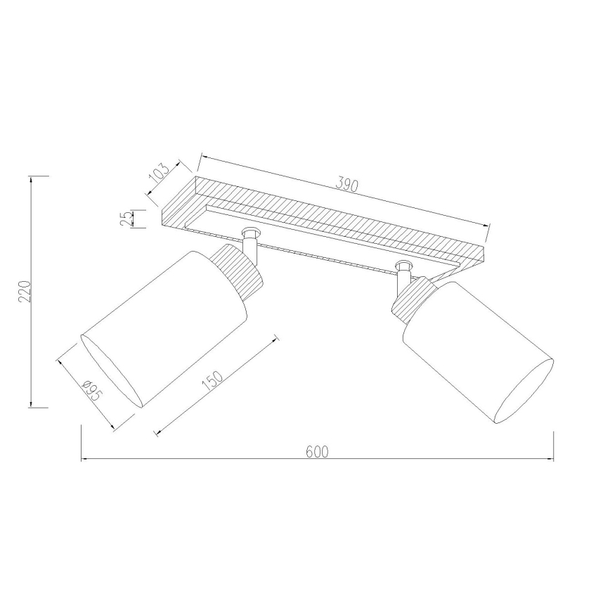 Globo - Φωτιστικό σποτ 2xE27/60W/230V δρυς/λευκό