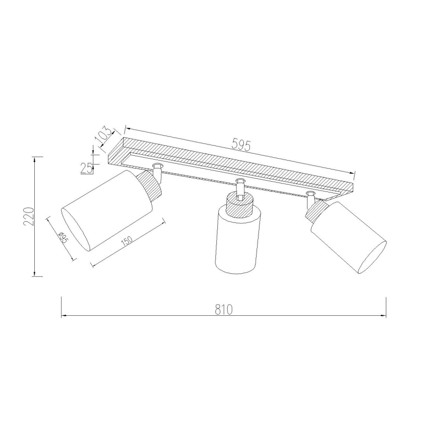 Globo - Σποτ φωτιστικό 3xE27/60W/230V δρυς/λευκό