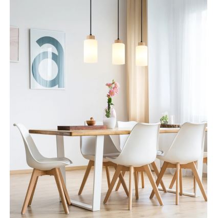 Globo - Κρεμαστό φωτιστικό με καλώδιο 3xE27/60W/230V, φινίρισμα δρυός/λευκό