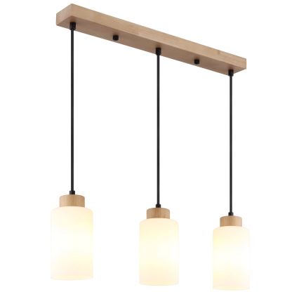 Globo - Κρεμαστό φωτιστικό με καλώδιο 3xE27/60W/230V, φινίρισμα δρυός/λευκό