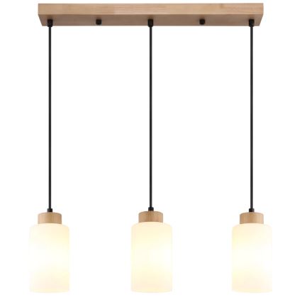 Globo - Κρεμαστό φωτιστικό με καλώδιο 3xE27/60W/230V, φινίρισμα δρυός/λευκό
