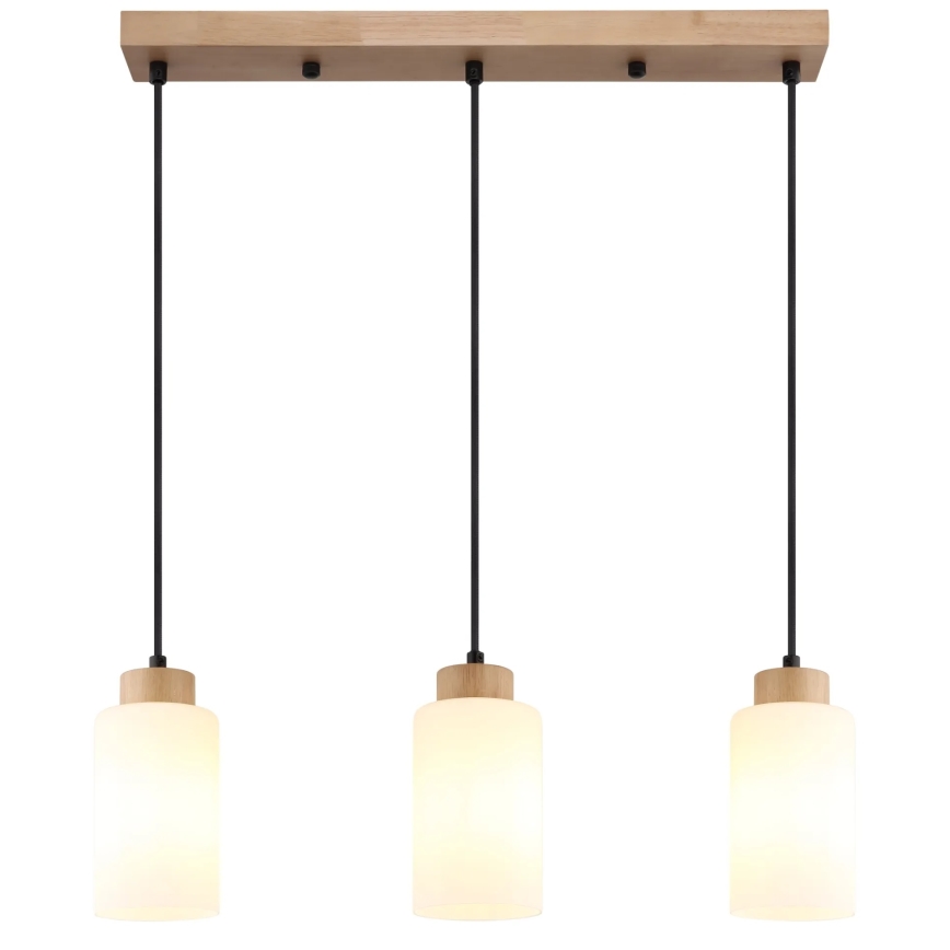 Globo - Κρεμαστό φωτιστικό με καλώδιο 3xE27/60W/230V, φινίρισμα δρυός/λευκό
