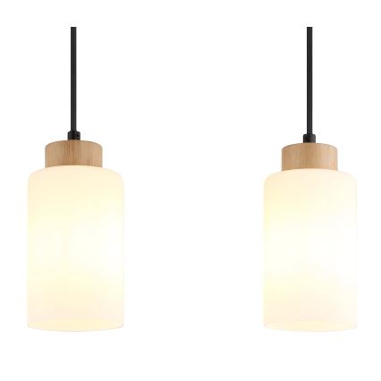 Globo - Κρεμαστό φωτιστικό με καλώδιο 3xE27/60W/230V, φινίρισμα δρυός/λευκό