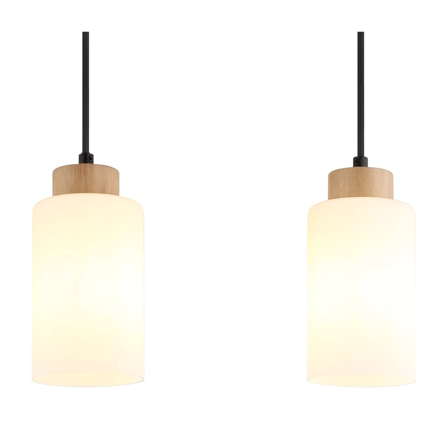 Globo - Κρεμαστό φωτιστικό με καλώδιο 3xE27/60W/230V, φινίρισμα δρυός/λευκό