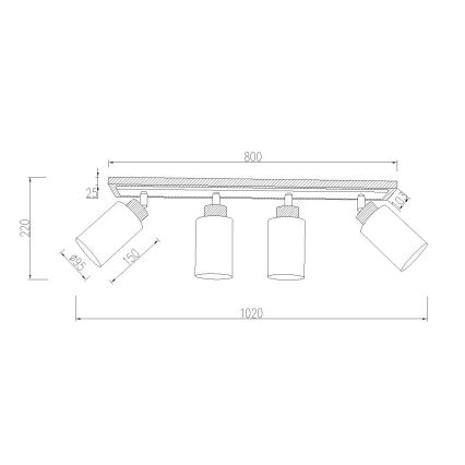 Globo - Σποτ φωτιστικό 4xE27/60W/230V δρυς/λευκό