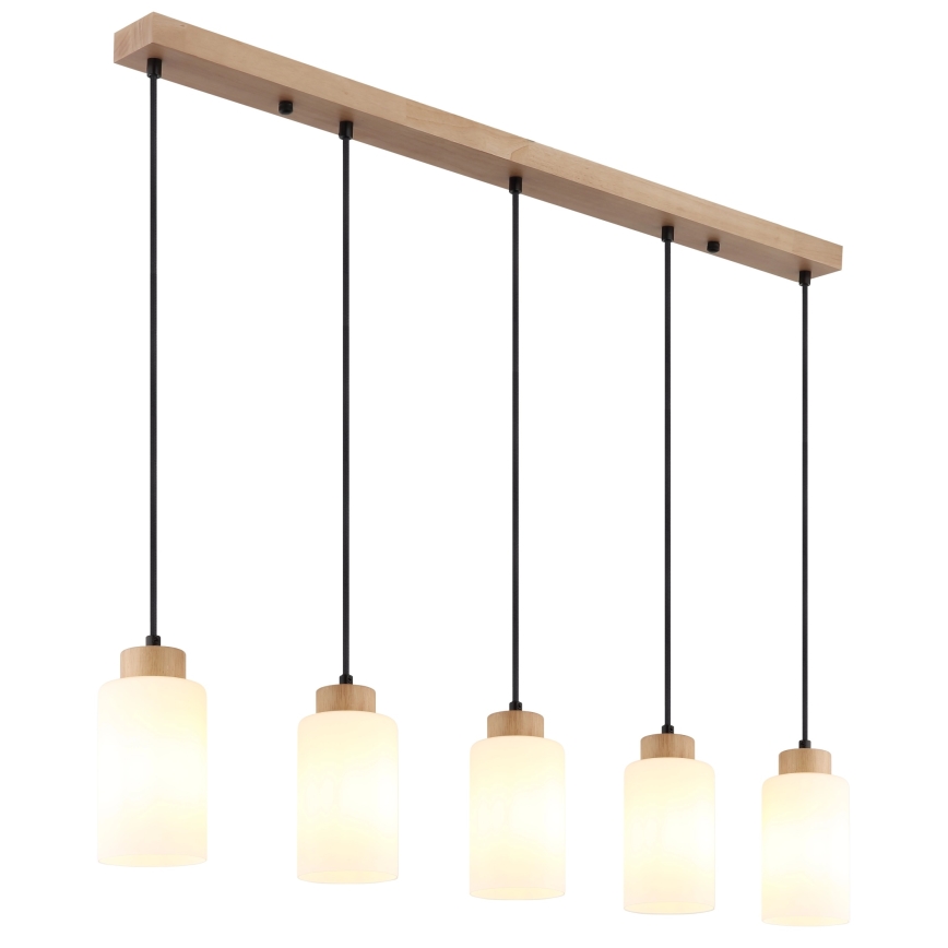 Globo - Κρεμαστό φωτιστικό με καλώδιο 5xE27/60W/230V δρυς/λευκό