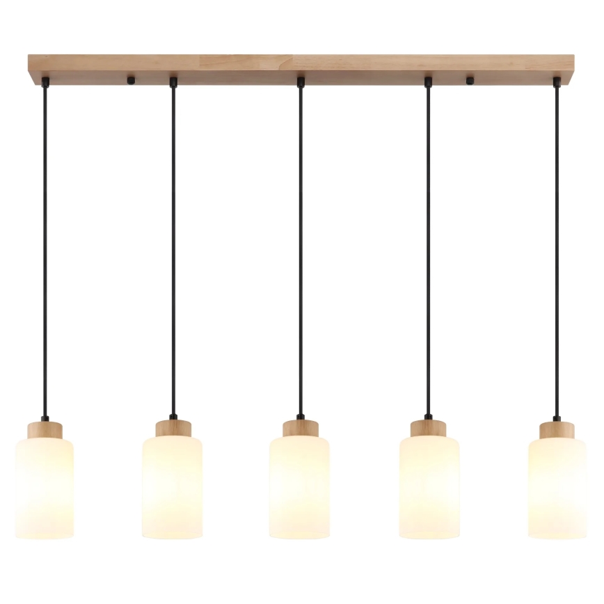 Globo - Κρεμαστό φωτιστικό με καλώδιο 5xE27/60W/230V δρυς/λευκό