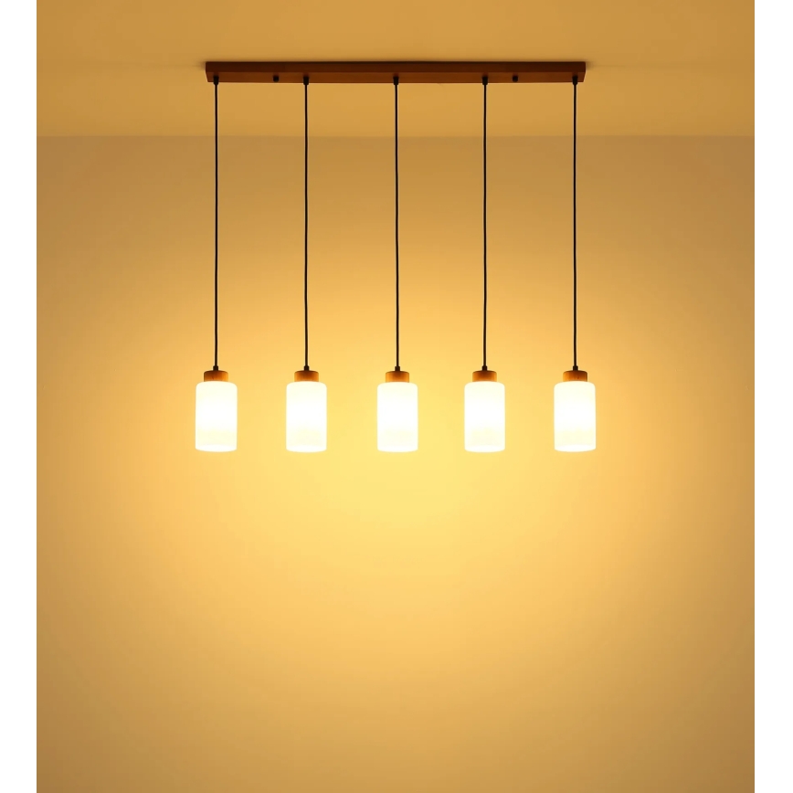 Globo - Κρεμαστό φωτιστικό με καλώδιο 5xE27/60W/230V μπεζ/λευκό