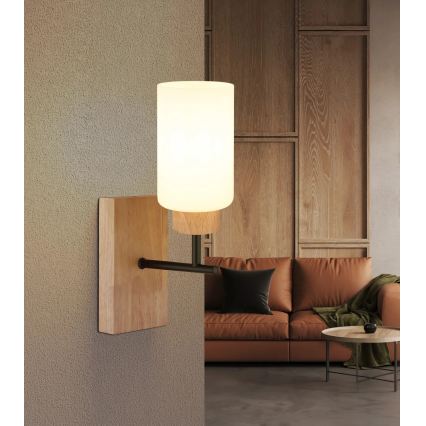 Globo - Επιτοίχιο φωτιστικό 1xE27/60W/230V δρυς/λευκό