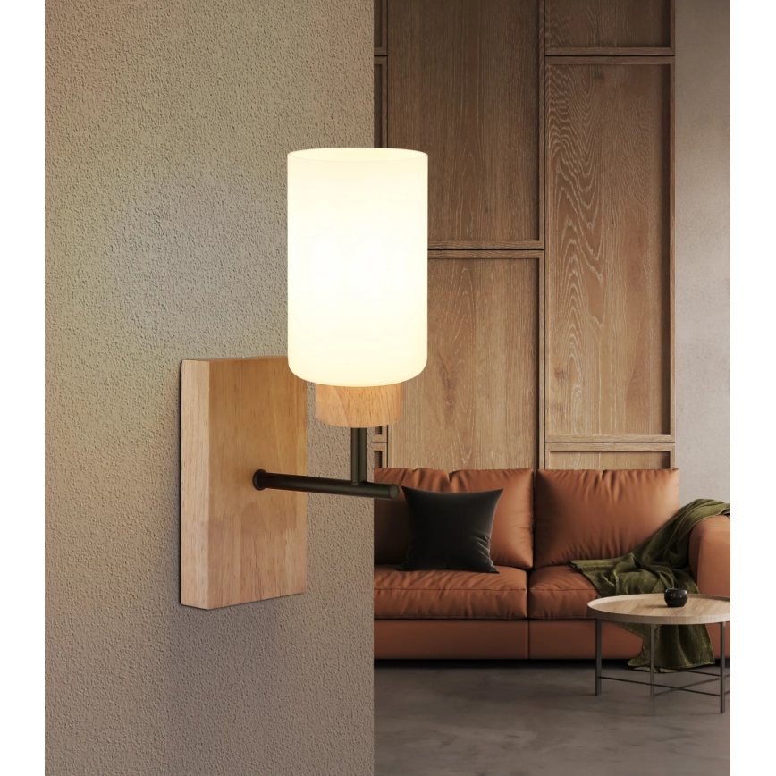 Globo - Επιτοίχιο φωτιστικό 1xE27/60W/230V δρυς/λευκό