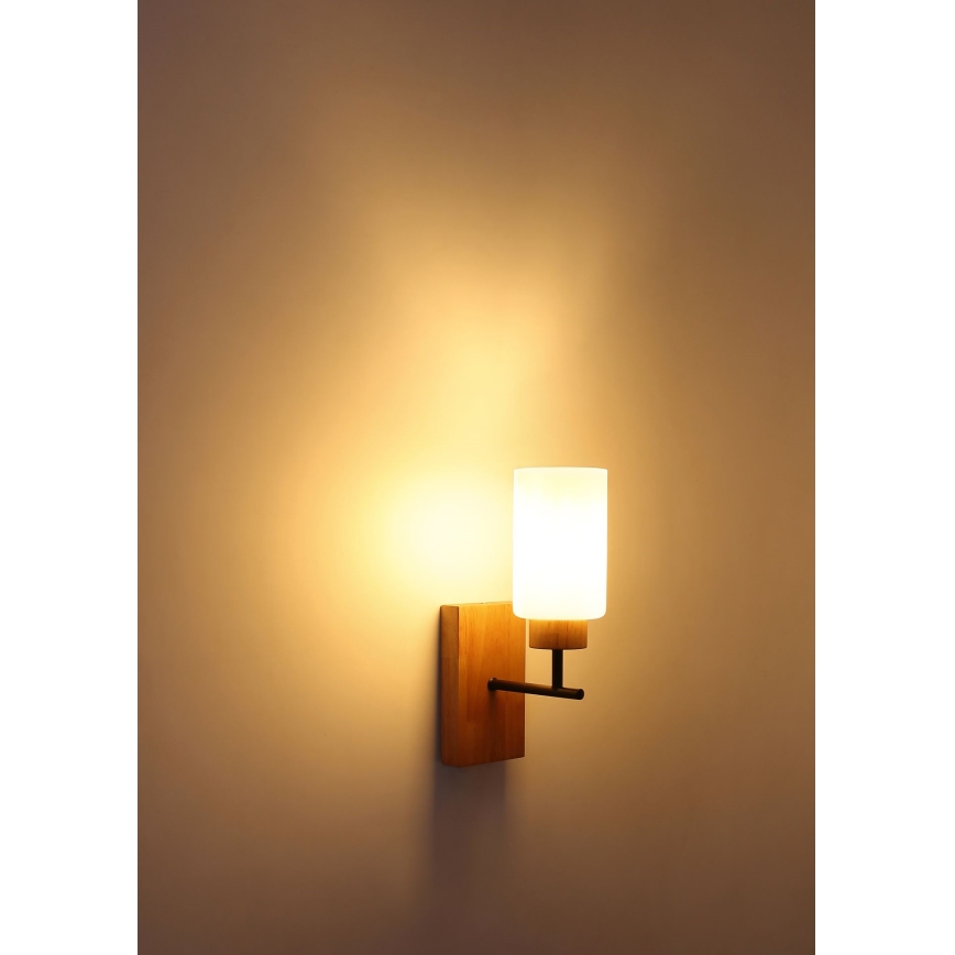 Globo - Επιτοίχιο φωτιστικό 1xE27/60W/230V δρυς/λευκό