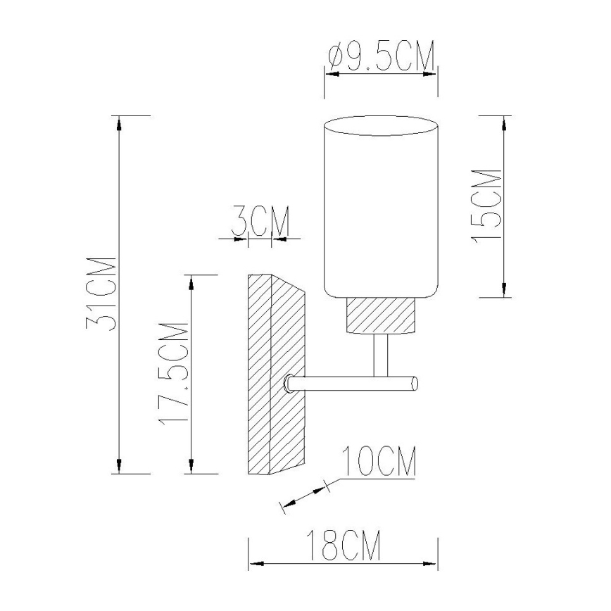 Globo - Επιτοίχιο φωτιστικό 1xE27/60W/230V δρυς/λευκό