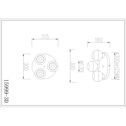 Globo - Φωτιστικό οροφής 3xE27/60W/230V Ø 31,5 cm