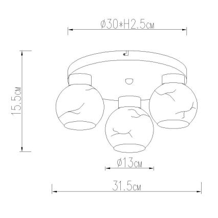 Globo - Φωτιστικό οροφής 3xE27/60W/230V Ø 31,5 cm