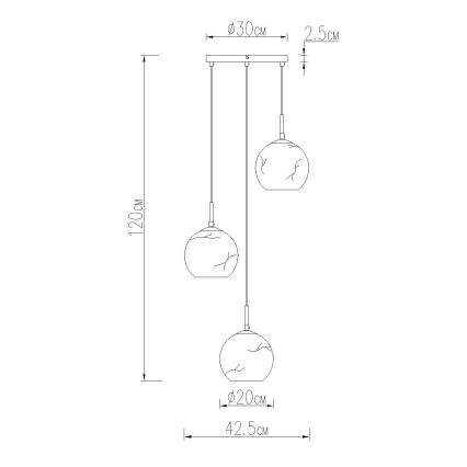 Globo - Κρεμαστό φωτιστικό με καλώδιο 3xE27/60W/230V Ø 42,5 cm