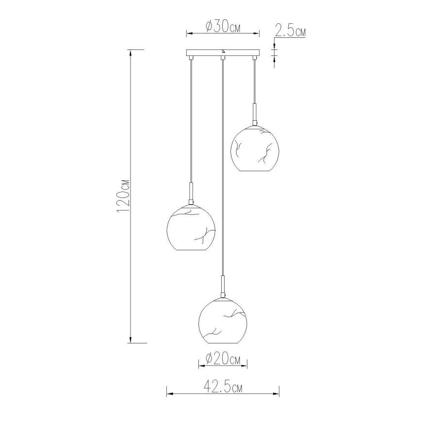 Globo - Κρεμαστό φωτιστικό με καλώδιο 3xE27/60W/230V Ø 42,5 cm