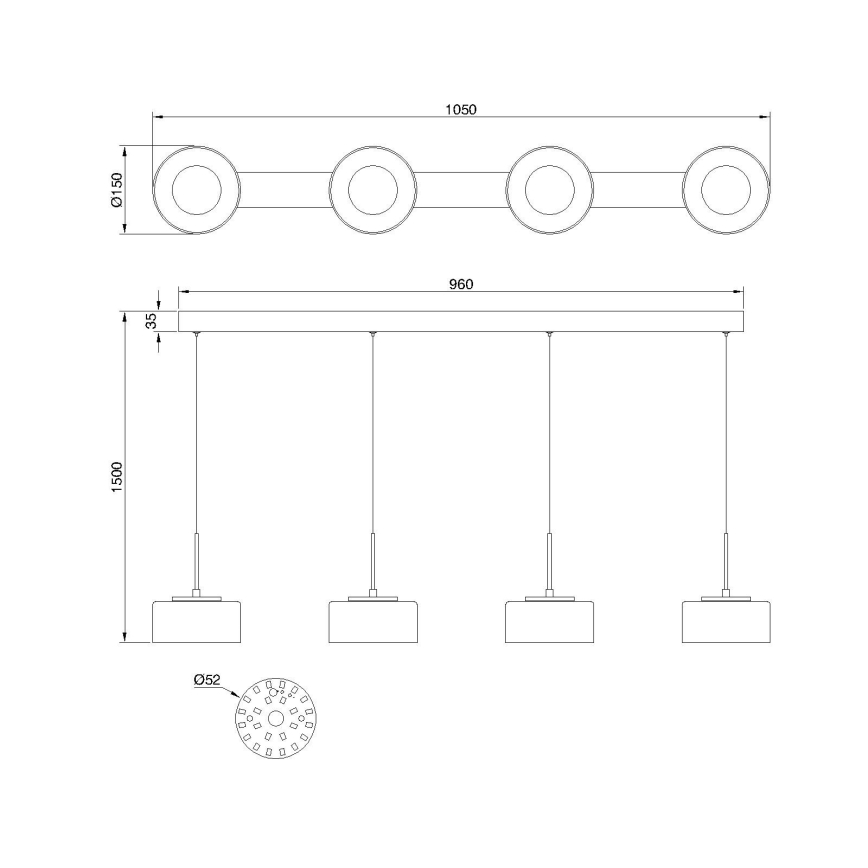 Globo - LED κρεμαστό φωτιστικό με καλώδιο LED/24W/230V μαύρο/καπνιστό