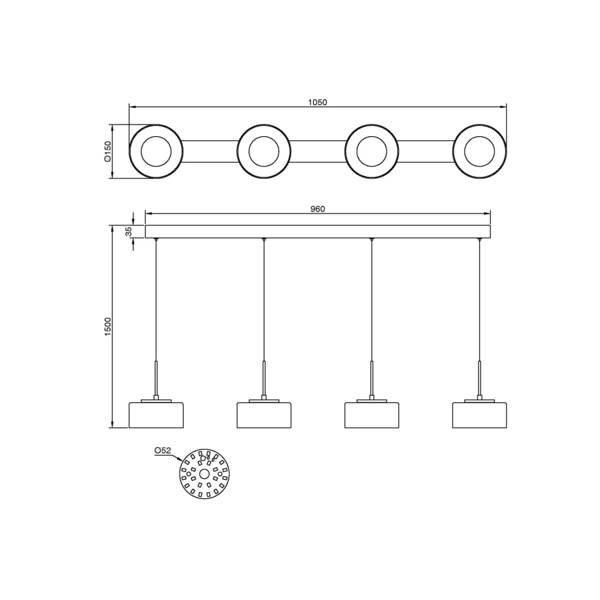 Globo - LED κρεμαστό φωτιστικό με καλώδιο LED/24W/230V λευκό/καπνιστό