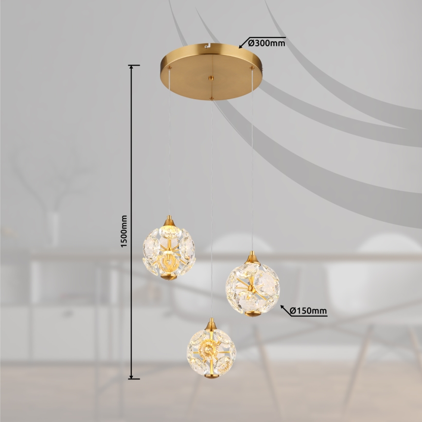 Globo - LED κρεμαστό φωτιστικό σε καλώδιο LED/24W/230V 3000K χρυσό
