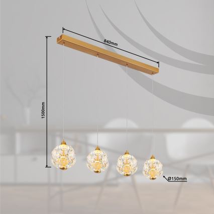 Globo - Κρεμαστό LED φωτιστικό με καλώδιο LED/32W/230V 3000K χρυσό