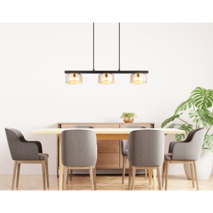 Globo -  Κρεμαστό φωτιστικό οροφής LED 3xGX53/6W/230V φιμέ/καφέ