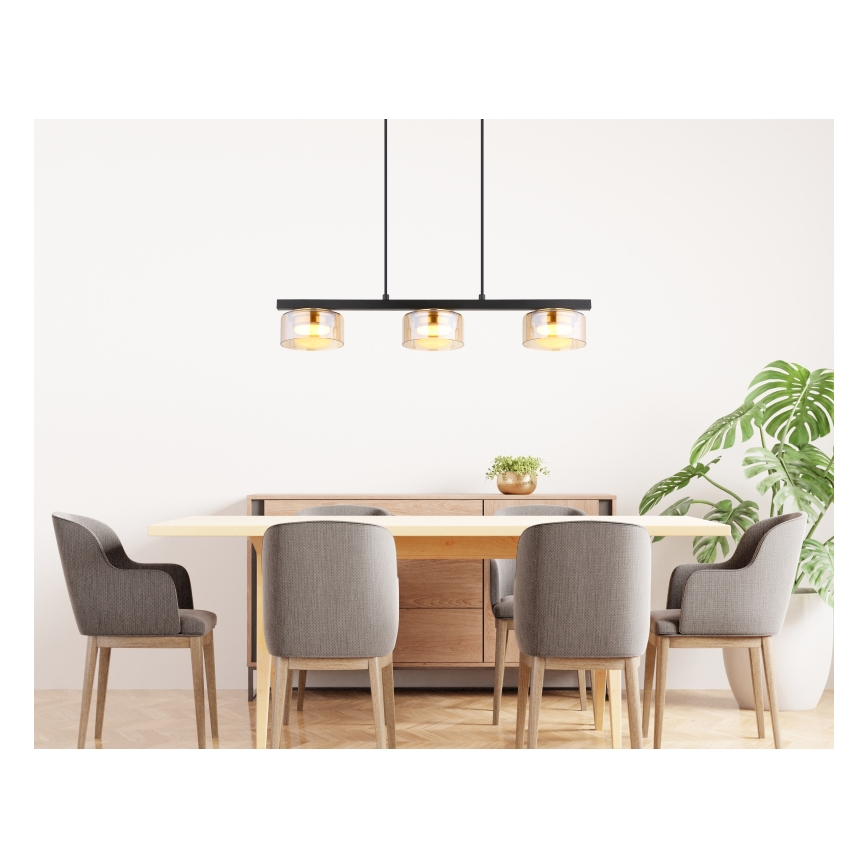 Globo -  Κρεμαστό φωτιστικό οροφής LED 3xGX53/6W/230V φιμέ/καφέ