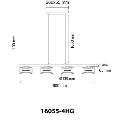 Globo -  Κρεμαστό φωτιστικό οροφής LED 4xGX53/6W/230V φιμέ/καφέ
