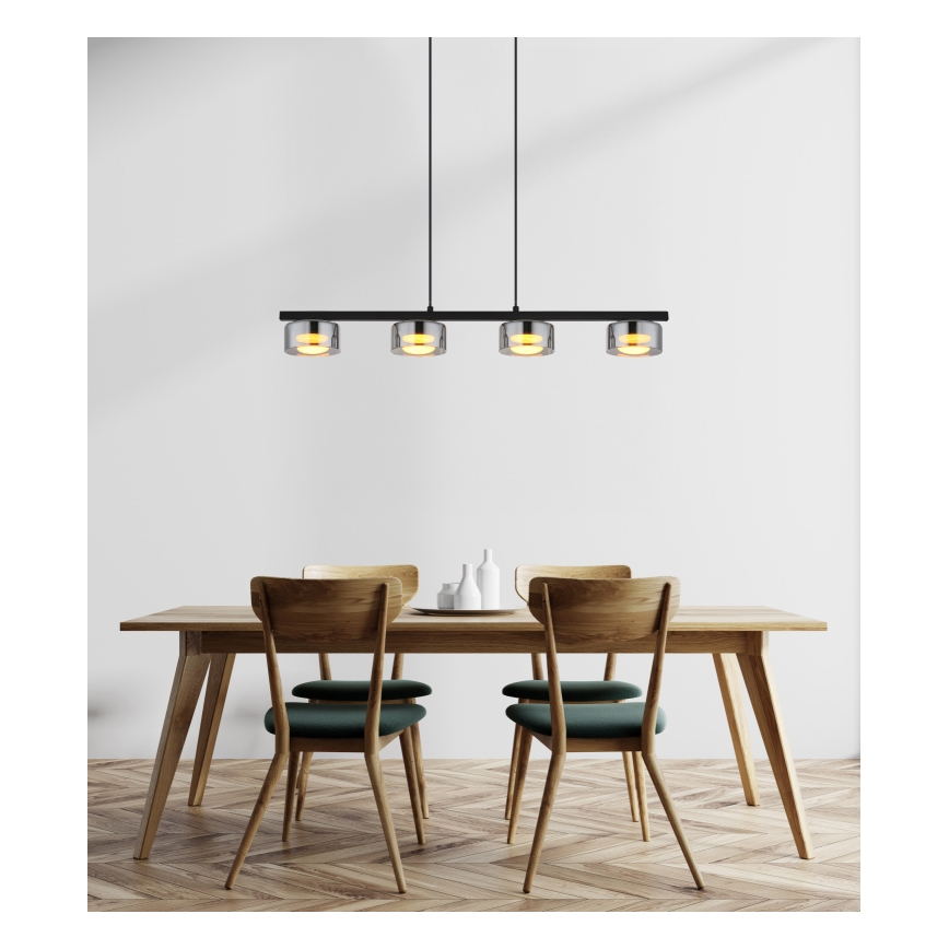 Globo -  Κρεμαστό φωτιστικό οροφής LED 4xGX53/6W/230V φιμέ/μαύρο