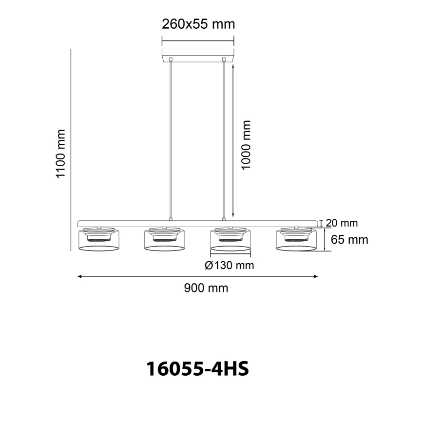 Globo -  Κρεμαστό φωτιστικό οροφής LED 4xGX53/6W/230V φιμέ/μαύρο