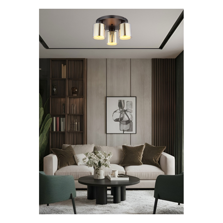 Globo - Φωτιστικό οροφής 3xE27/60W/230V γυαλιστερό χρώμιο, διάμ. 34,5 cm