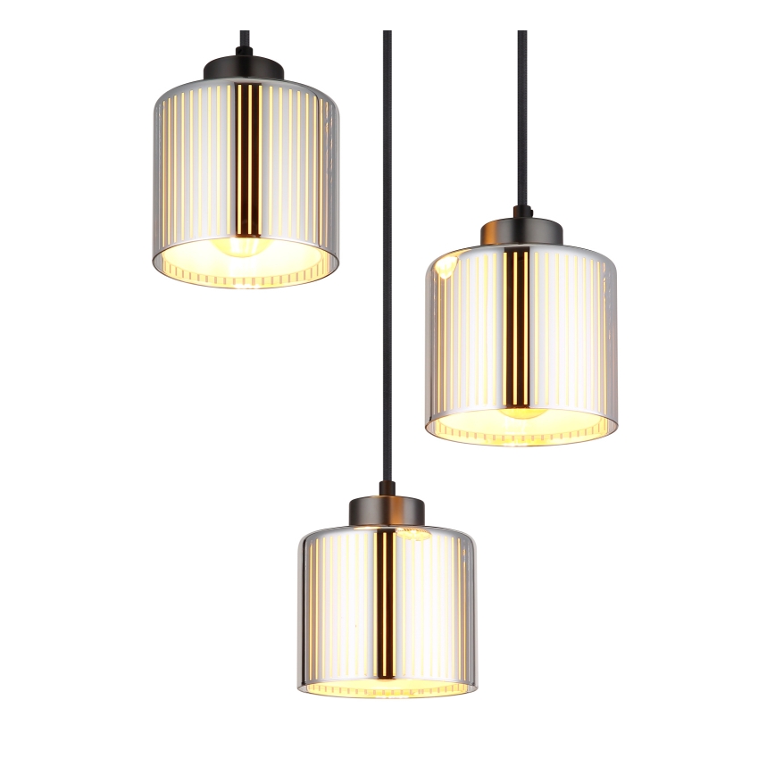 Globo - Κρεμαστό φωτιστικό οροφής 3xE27/60W/230V γυαλιστερό χρώμιο διάμετρος 33 cm
