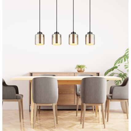 Globo - Κρεμαστό φωτιστικό οροφής 4xE27/60W/230V γυαλιστερό χρώμιο