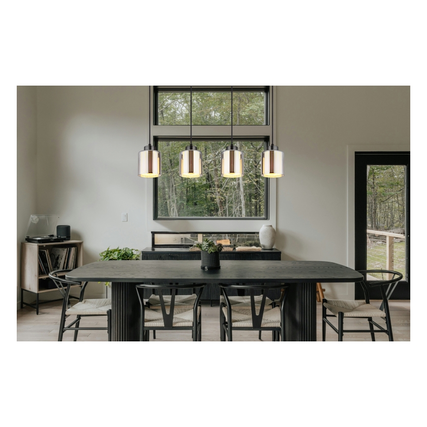 Globo - Κρεμαστό φωτιστικό οροφής 4xE27/60W/230V γυαλιστερό χρώμιο