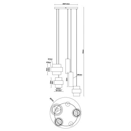 Globo - Κρεμαστό φωτιστικό σε καλώδιο 3xE27/40W/230V + 2xGU10/10W