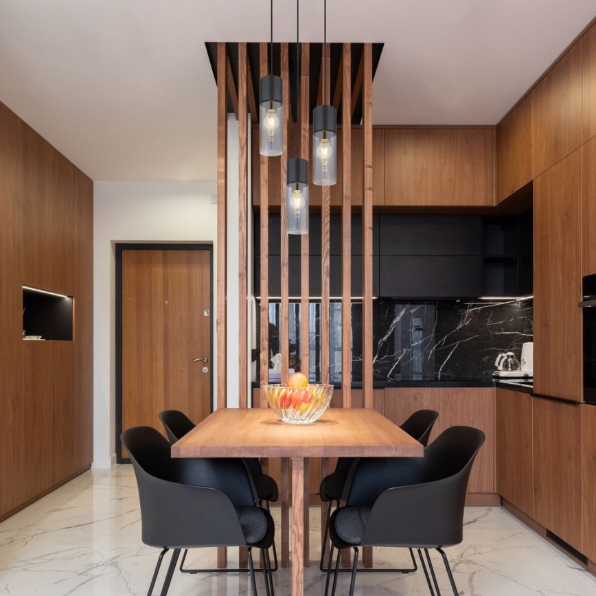 Globo - Φωτιστικό οροφής με καλώδιο 3xE27/25W/230V διάμ. 30 εκ. μαύρο