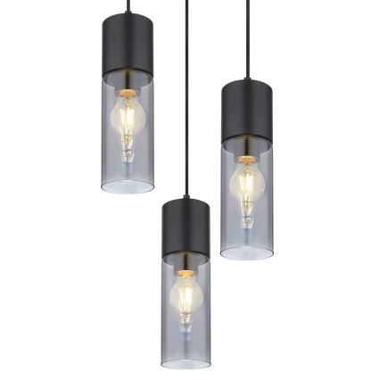 Globo - Φωτιστικό οροφής με καλώδιο 3xE27/25W/230V διάμ. 30 εκ. μαύρο