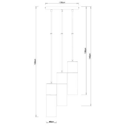 Globo - Φωτιστικό οροφής με καλώδιο 3xE27/25W/230V διάμ. 30 εκ. μαύρο