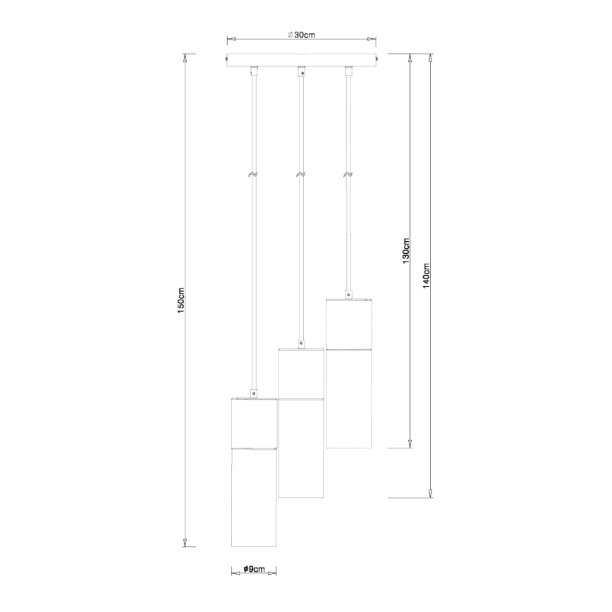 Globo - Κρεμαστό φωτιστικό οροφής 3xE27/25W/230V διάμετρος 30 cm μαύρο