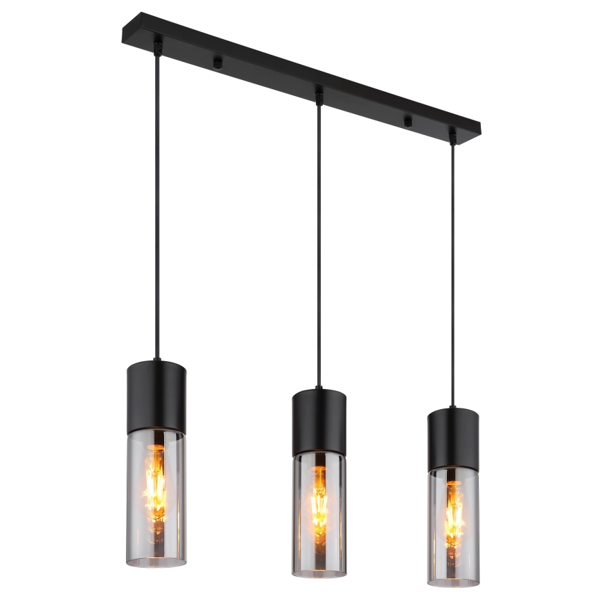 Globo - Κρεμαστό φωτιστικό με καλώδιο 3xE27/25W/230V μαύρο