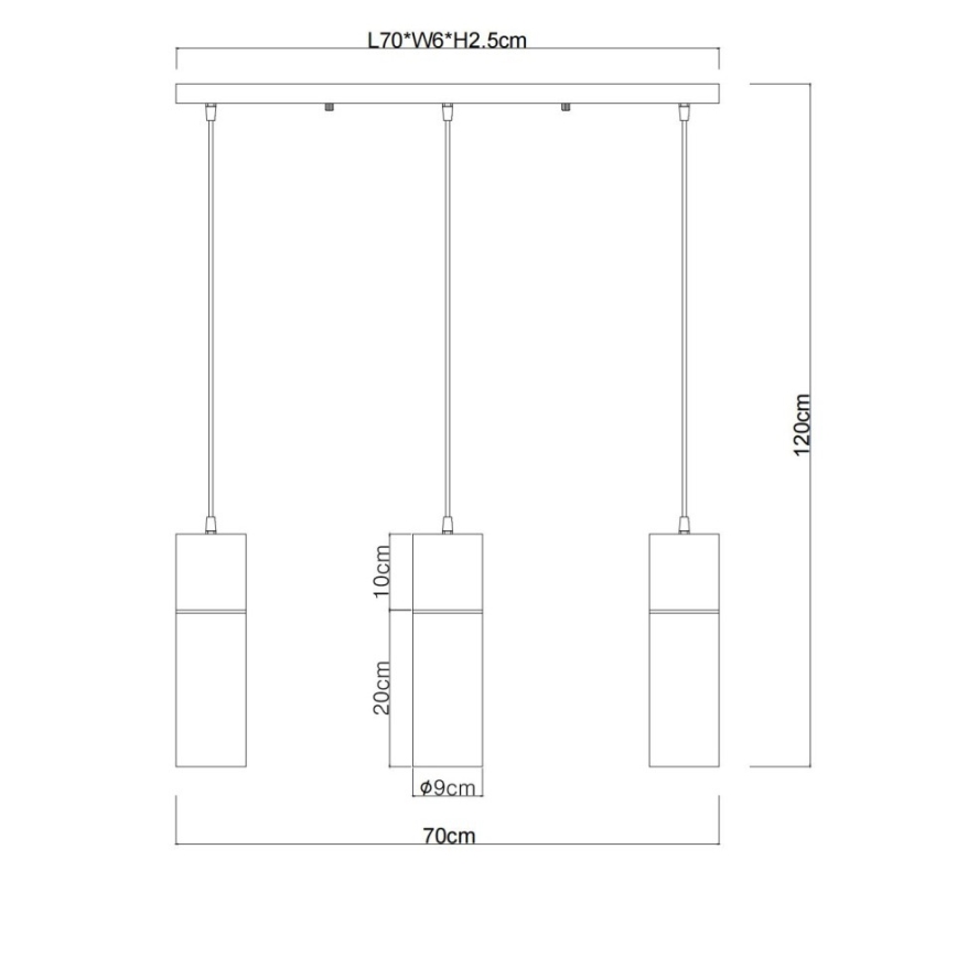 Globo - Κρεμαστό φωτιστικό με καλώδιο 3xE27/25W/230V μαύρο