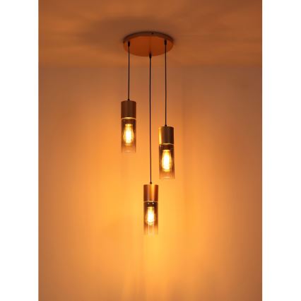 Globo - Κρεμαστό φωτιστικό οροφής 3xE27/25W/230V μπρονζέ διάμετρος 34 cm