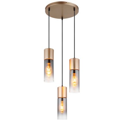 Globo - Κρεμαστό φωτιστικό οροφής 3xE27/25W/230V μπρονζέ διάμετρος 34 cm