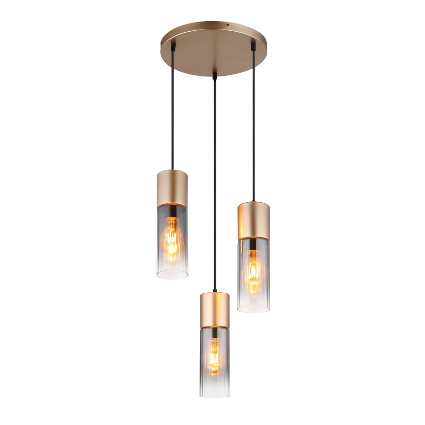 Globo - Κρεμαστό φωτιστικό οροφής 3xE27/25W/230V μπρονζέ διάμετρος 34 cm