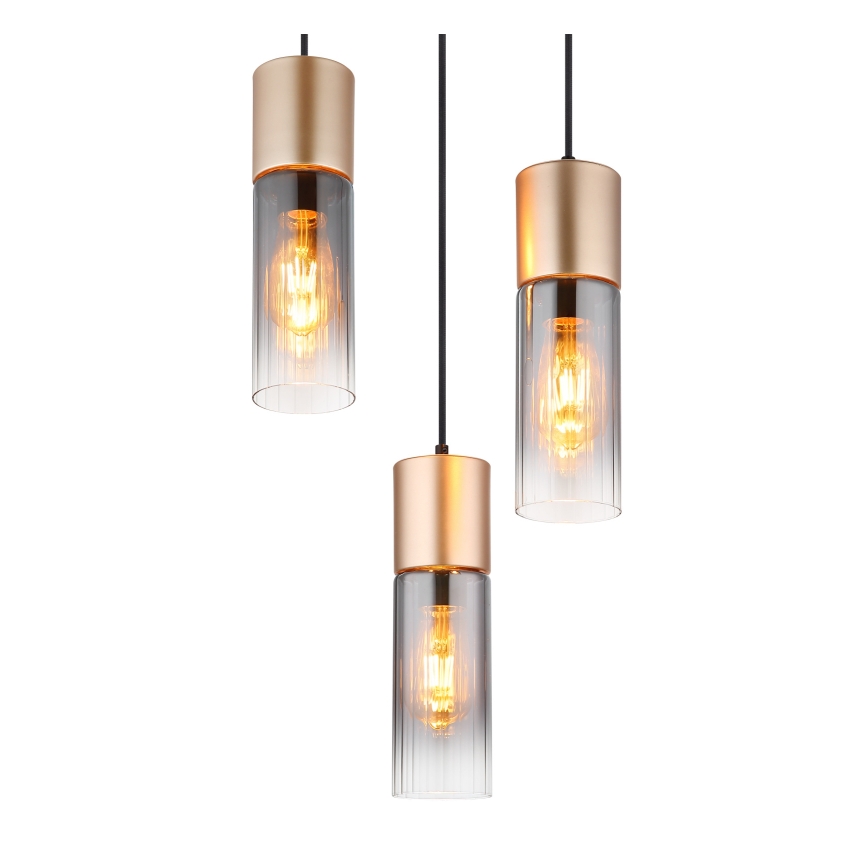 Globo - Κρεμαστό φωτιστικό οροφής 3xE27/25W/230V μπρονζέ διάμετρος 34 cm