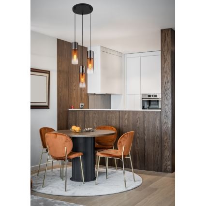 Globo - Κρεμαστό φωτιστικό οροφής 3xE27/25W/230V μαύρο/χαλκός