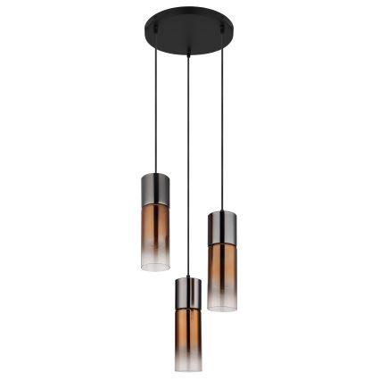 Globo - Κρεμαστό φωτιστικό οροφής 3xE27/25W/230V μαύρο/χαλκός